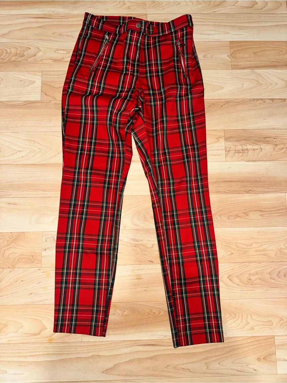 H&M Red and Green Plaid Trousers